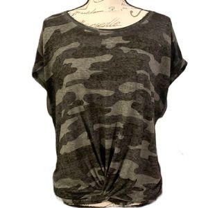 Lucky Brand Camo Front Knot Top